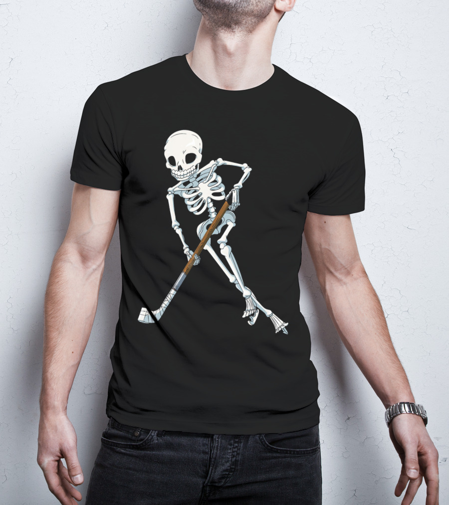 Skeleton Hockey Player Iconic Skating Pose T-Shirt