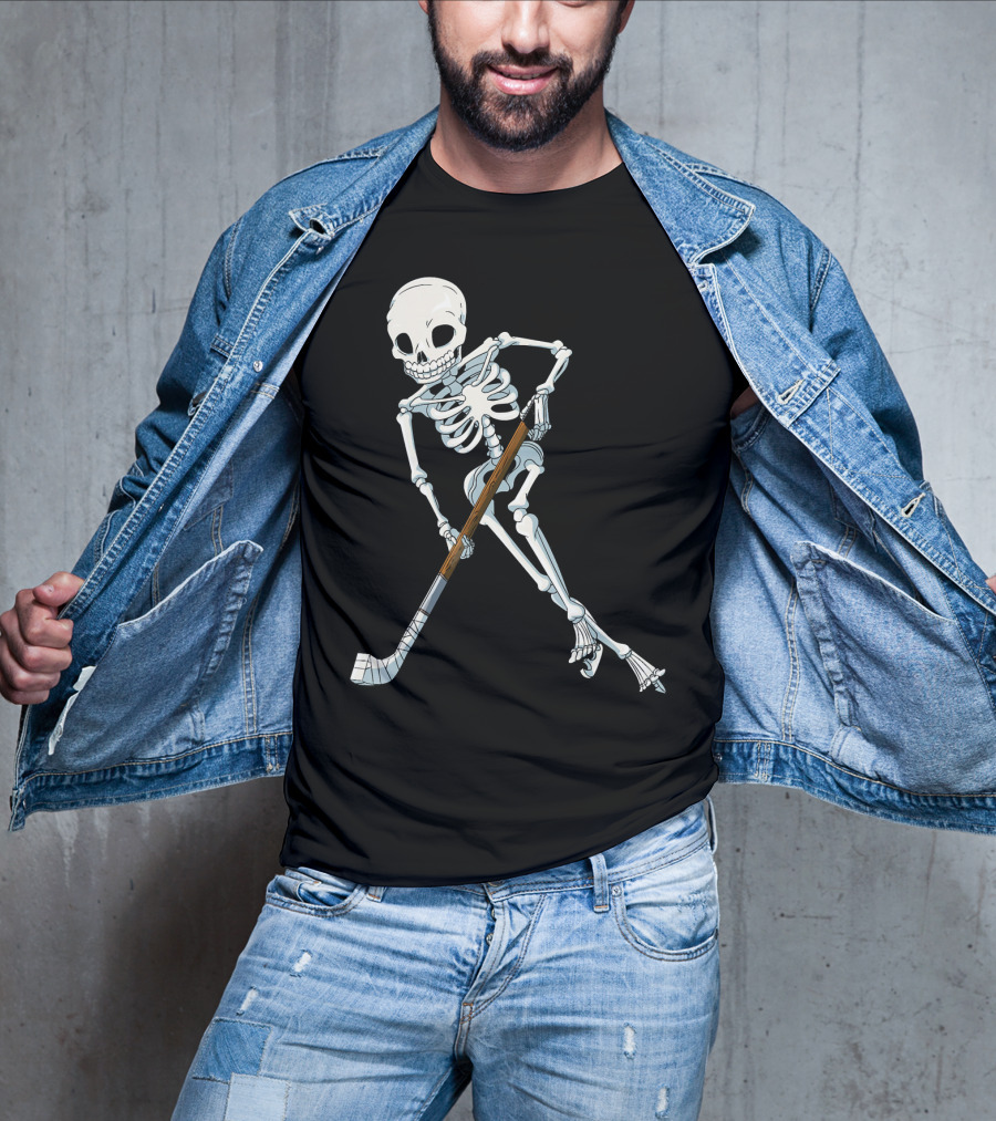 Skeleton Hockey Player Iconic Skating Pose T-Shirt