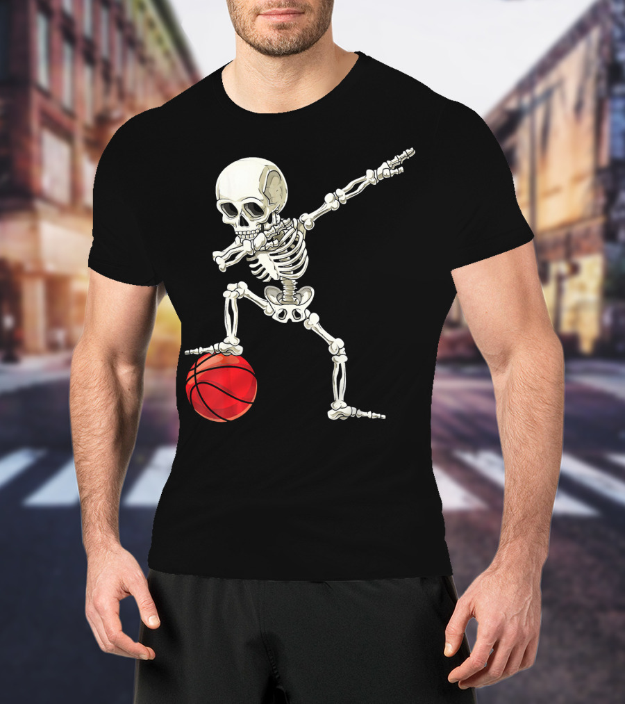 Dab Skeleton Dabbing Basketball Skeleton Pose T-Shirt