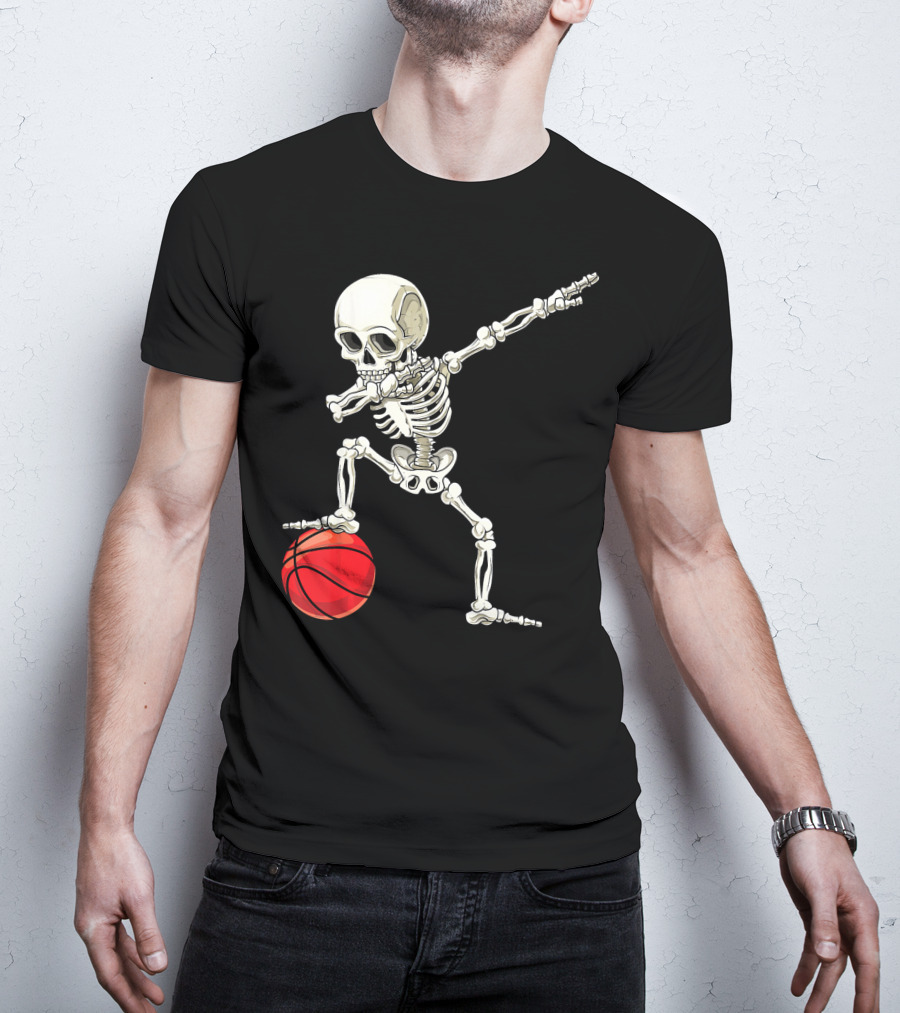 Dab Skeleton Dabbing Basketball Skeleton Pose T-Shirt