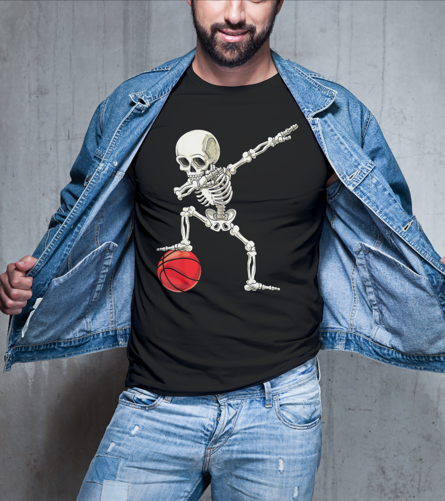 Dab Skeleton Dabbing Basketball Skeleton Pose T-Shirt