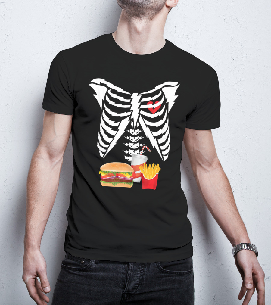 Xray Skeleton Rib Cage Burger Fries Drink Combo T-Shirt