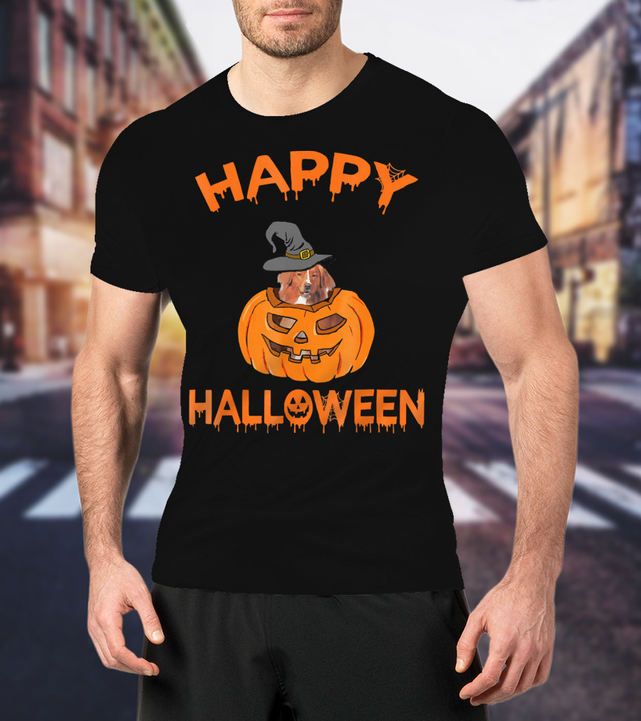 Happy Halloween Nova Scotia Duck Tolling Retriever Pumpkin T-Shirt