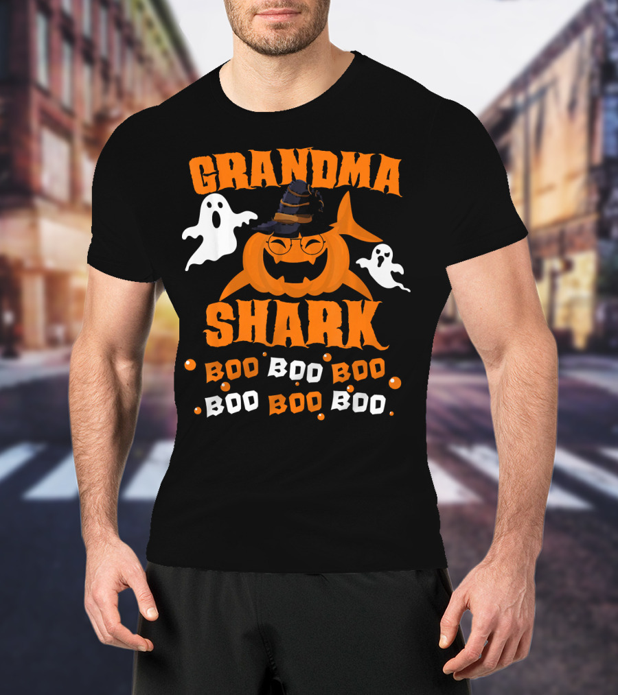 Grandma Shark Witch Boo Boo Boo Halloween Ghosts T-Shirt