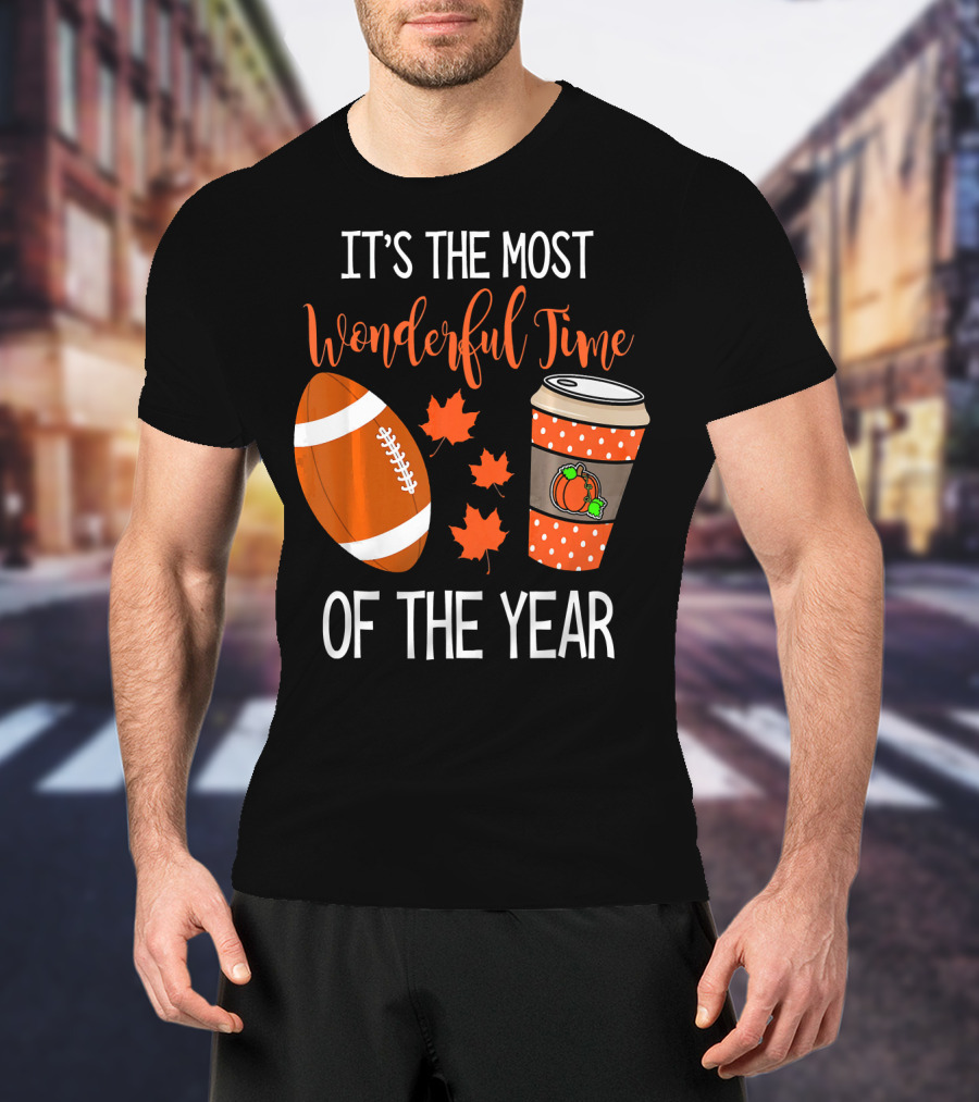 It's The Most Wonderful Time Of The Year Thanksgiving Halloween Pumpkin Football T-Shirt