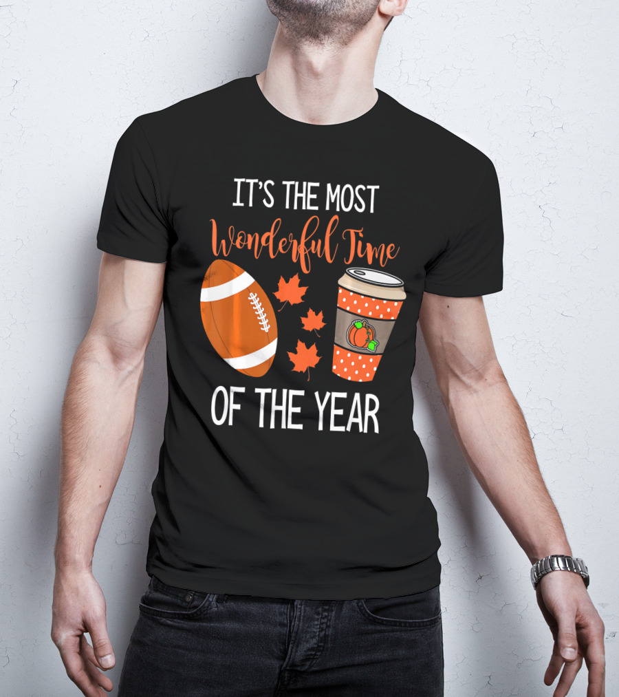 It's The Most Wonderful Time Of The Year Thanksgiving Halloween Pumpkin Football T-Shirt