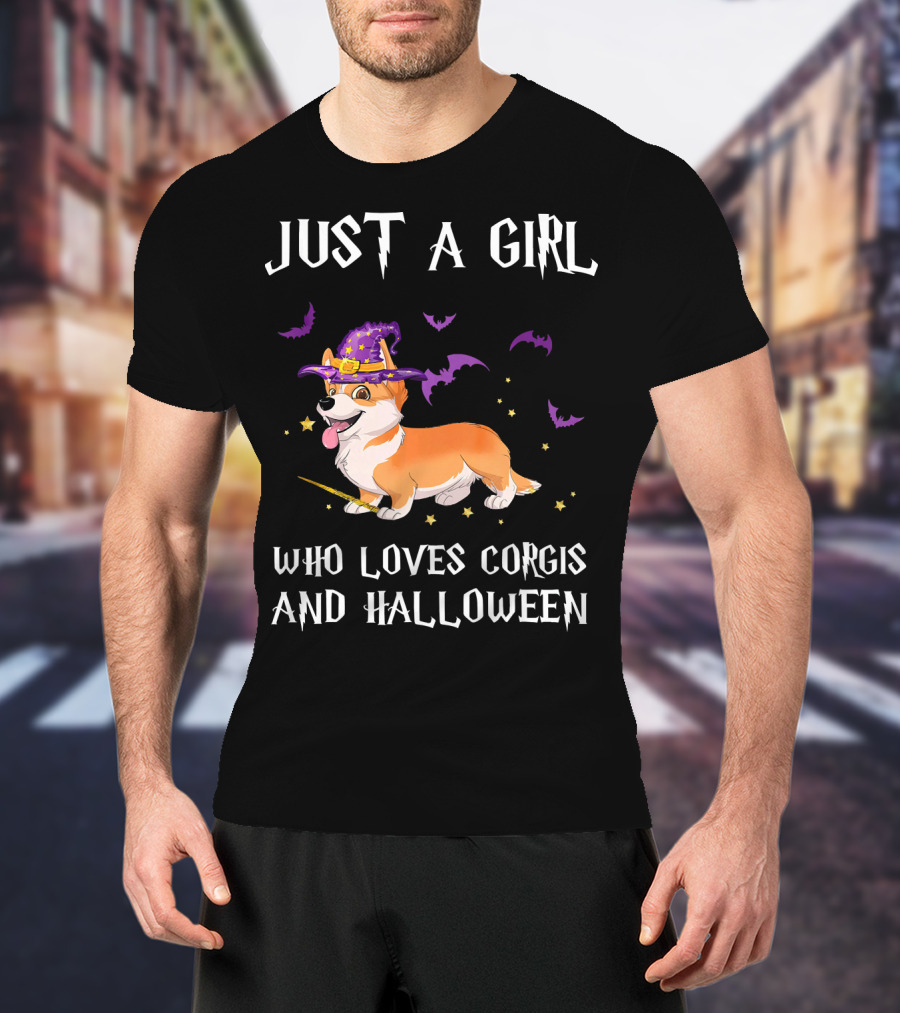 Just A Girl Who Loves Corgis And Halloween T-Shirt