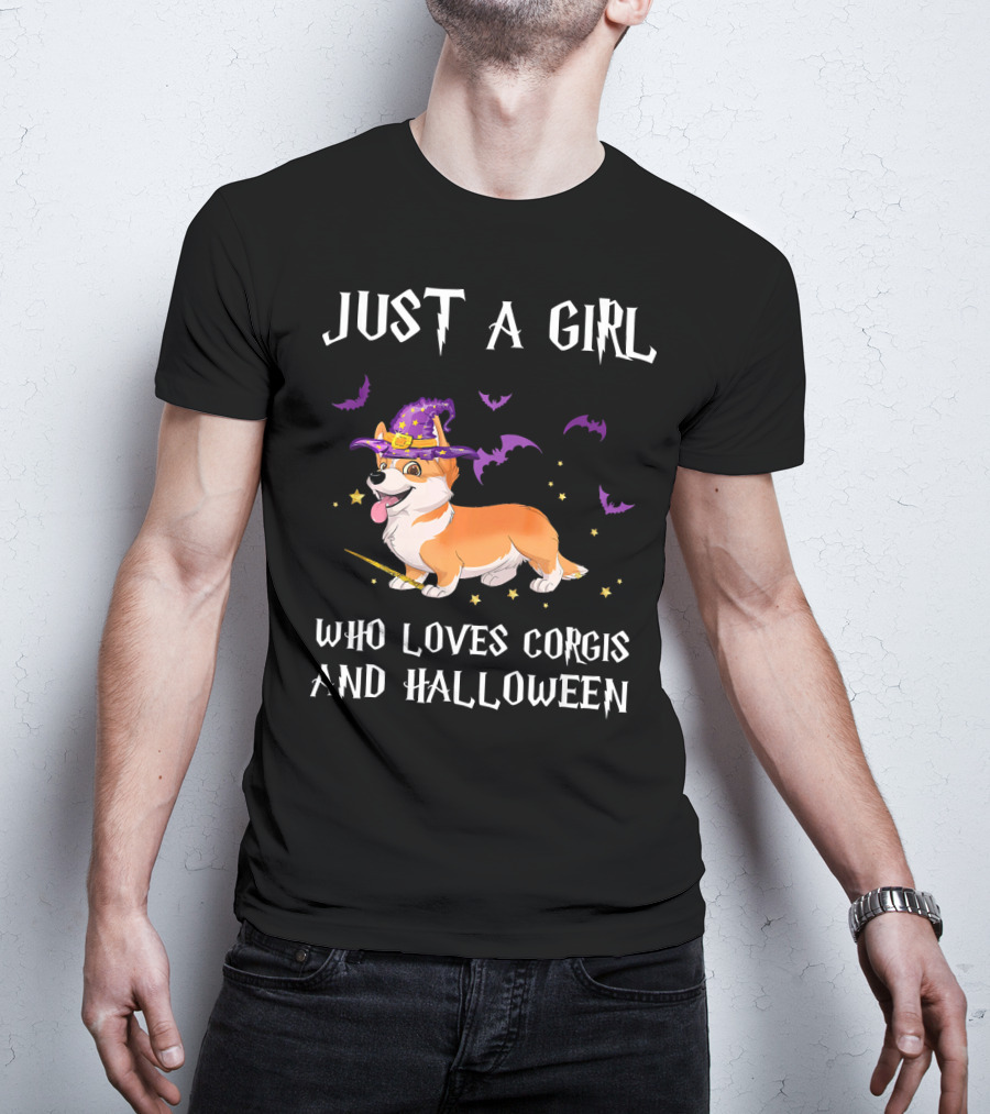 Just A Girl Who Loves Corgis And Halloween T-Shirt