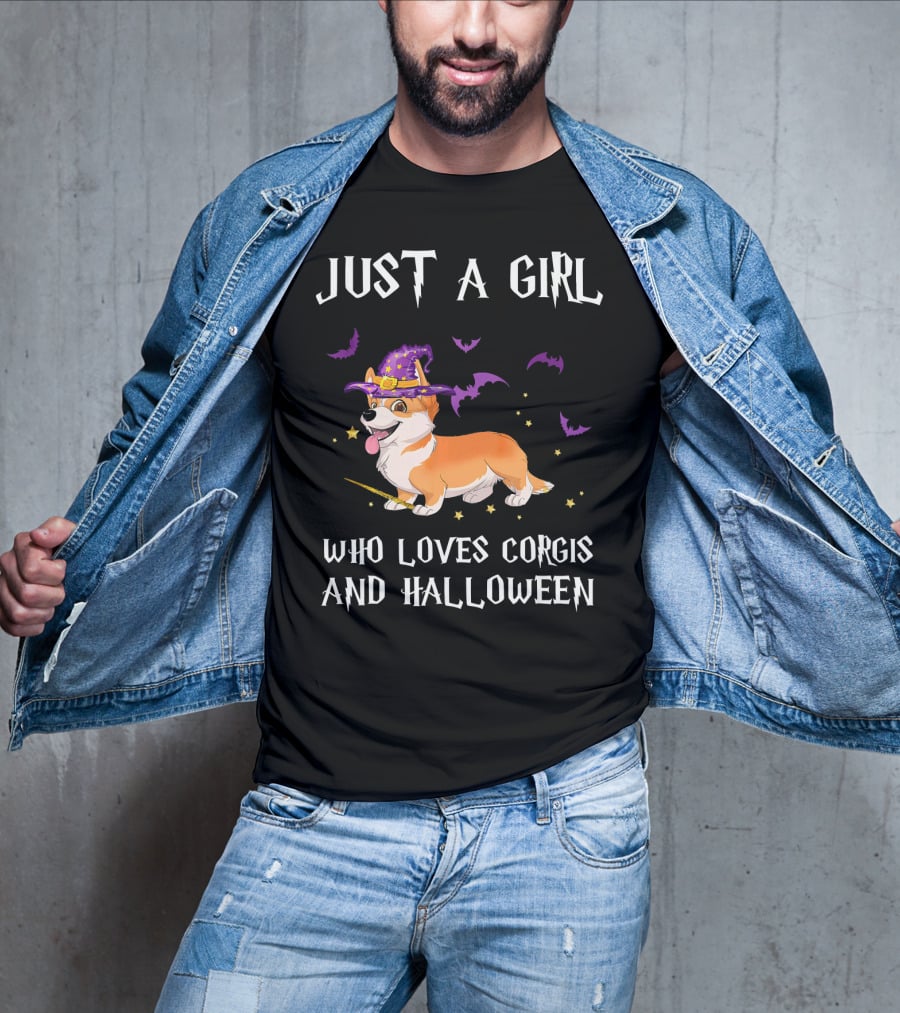 Just A Girl Who Loves Corgis And Halloween T-Shirt