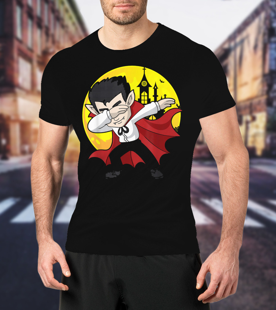 Vampire Dabbing Halloween Costume Dab Moon Castle T-Shirt