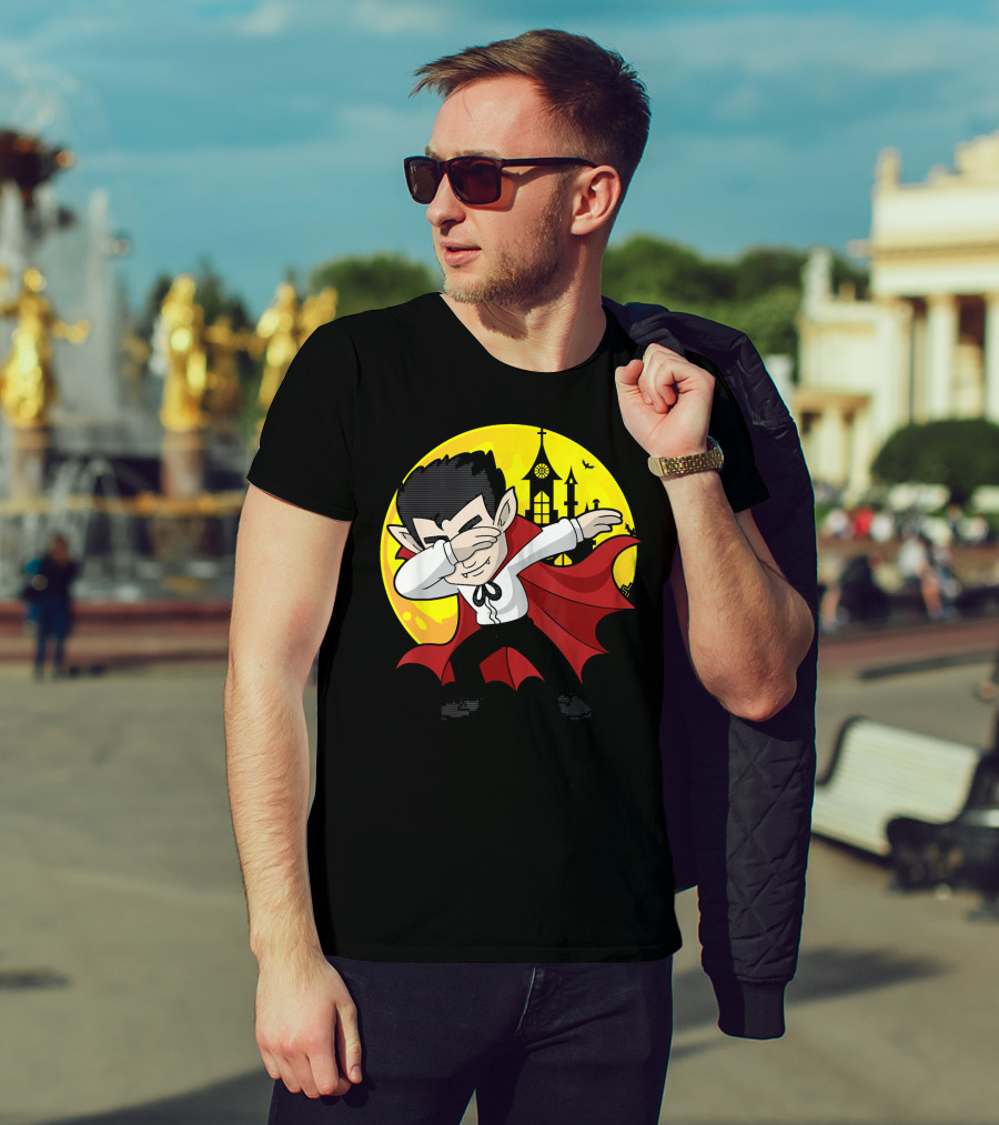 Vampire Dabbing Halloween Costume Dab Moon Castle T-Shirt