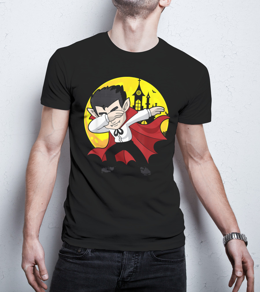 Vampire Dabbing Halloween Costume Dab Moon Castle T-Shirt