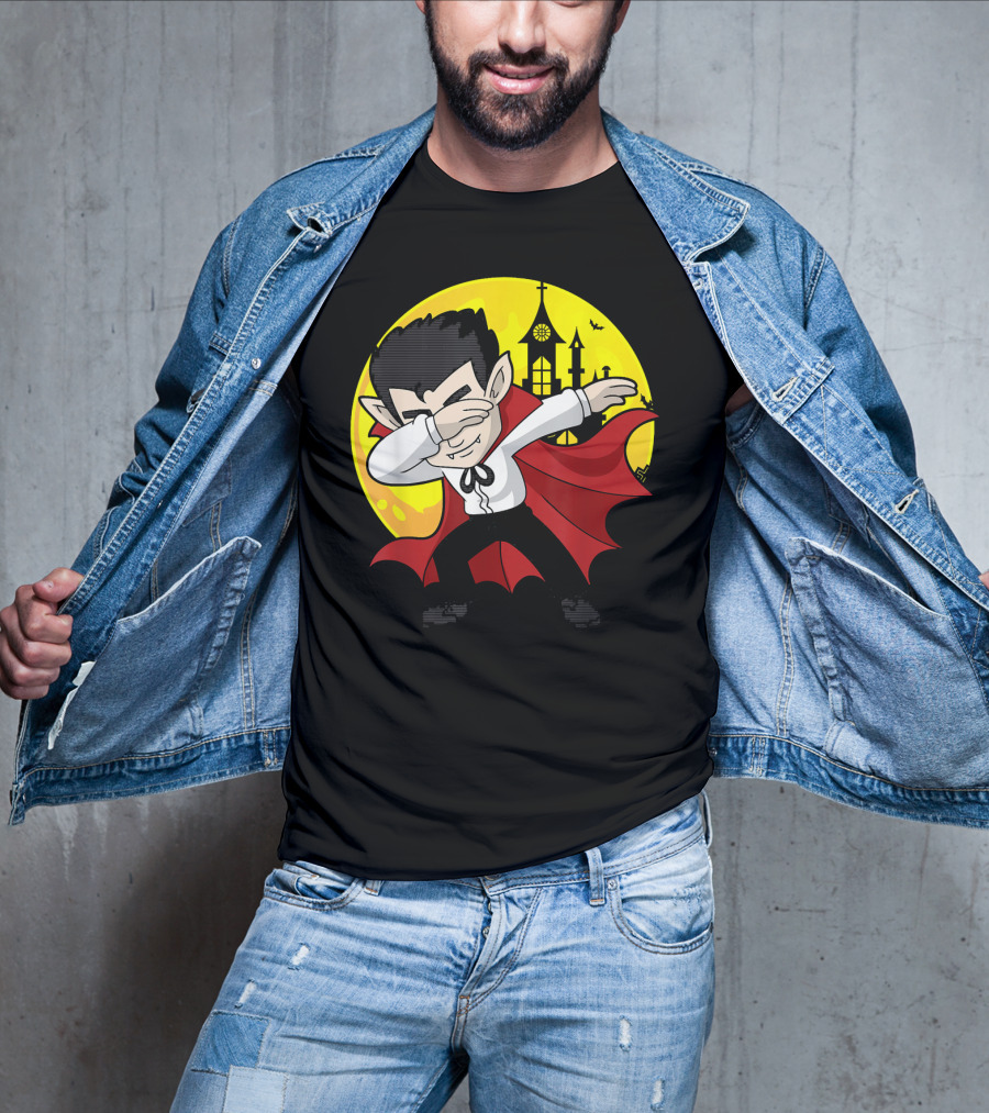 Vampire Dabbing Halloween Costume Dab Moon Castle T-Shirt