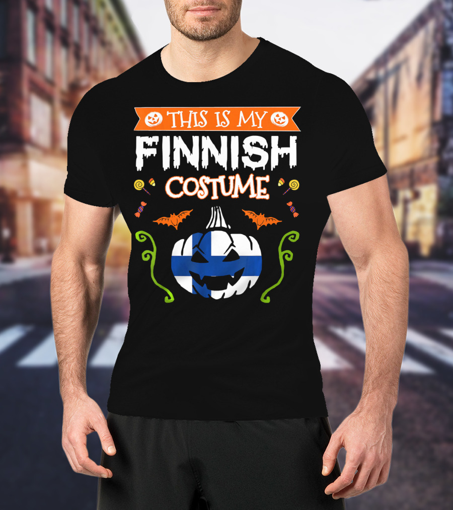 This Is My Finnish Costume Halloween Pumpkin With Finland Flag T-Shirt