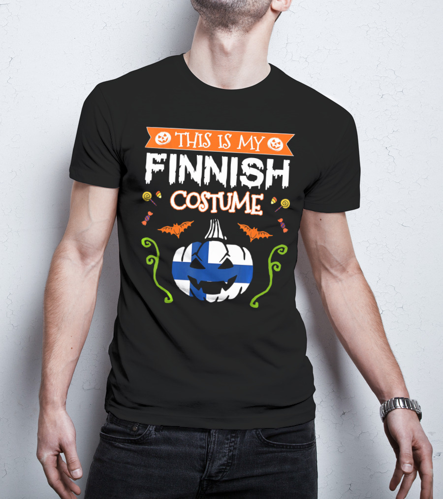 This Is My Finnish Costume Halloween Pumpkin With Finland Flag T-Shirt