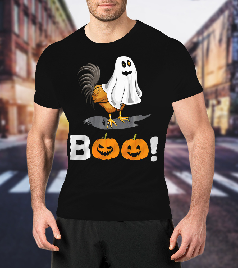 Boo Chicken Halloween Costume With Pumpkins T-Shirt