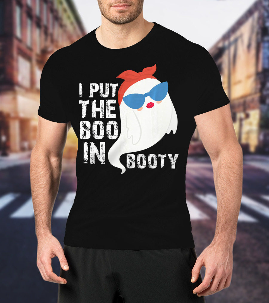 I Put The Boo In Booty Ghost With Sunglasses And Red Bandana T-Shirt