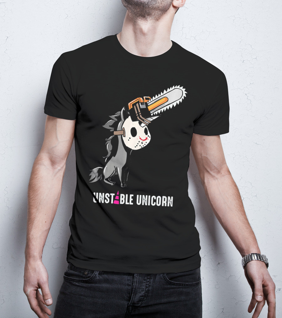 UNSTABLE UNICORN Chainsaw Halloween Masquerade T-Shirt