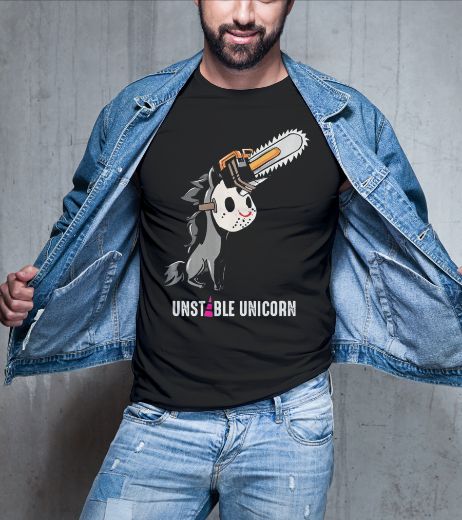 UNSTABLE UNICORN Chainsaw Halloween Masquerade T-Shirt