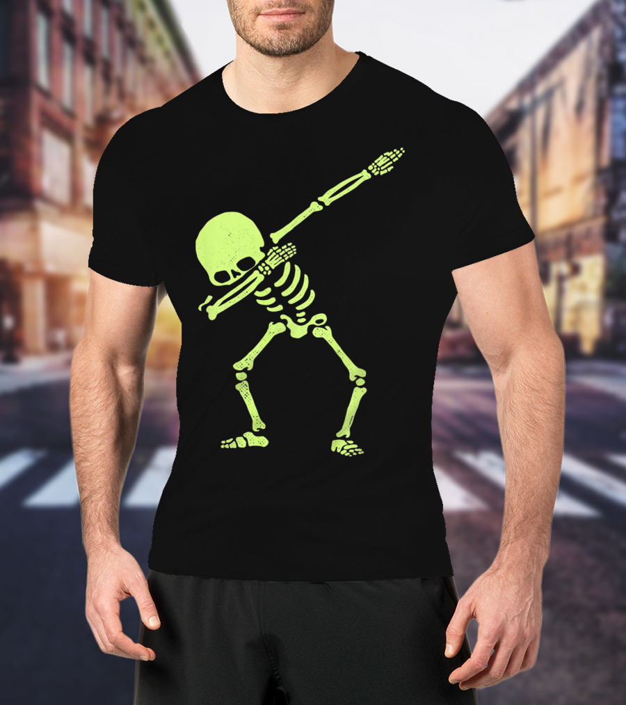Dabbing Skeleton Glow In The Dark Hip Hop Skull T-Shirt