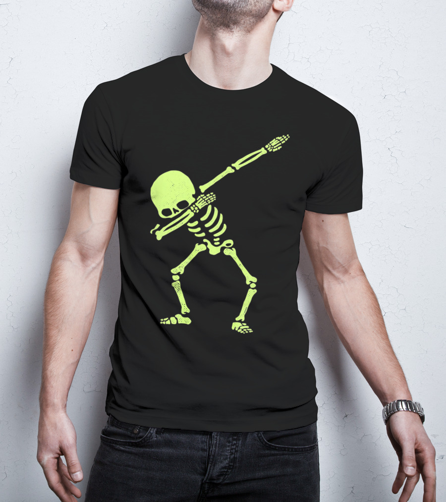 Dabbing Skeleton Glow In The Dark Hip Hop Skull T-Shirt