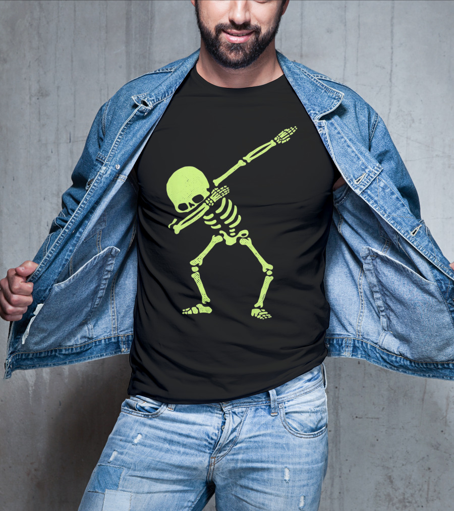 Dabbing Skeleton Glow In The Dark Hip Hop Skull T-Shirt
