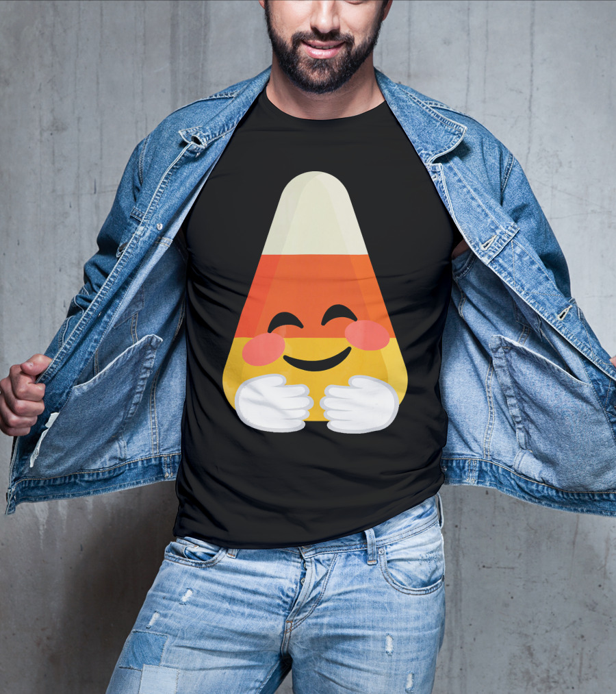 Candy Corn Emoji Hugs Embrace T-Shirt