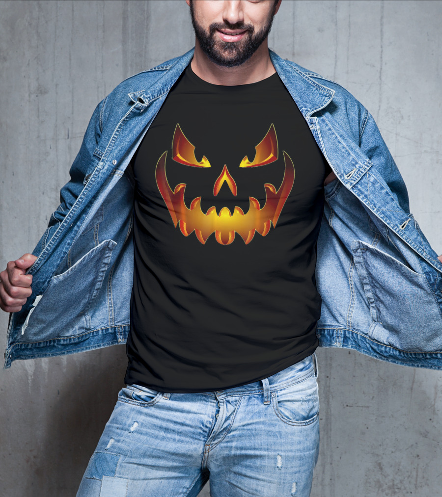 Spooky Halloween Scary Pumpkin Jack O Lantern Face T-Shirt