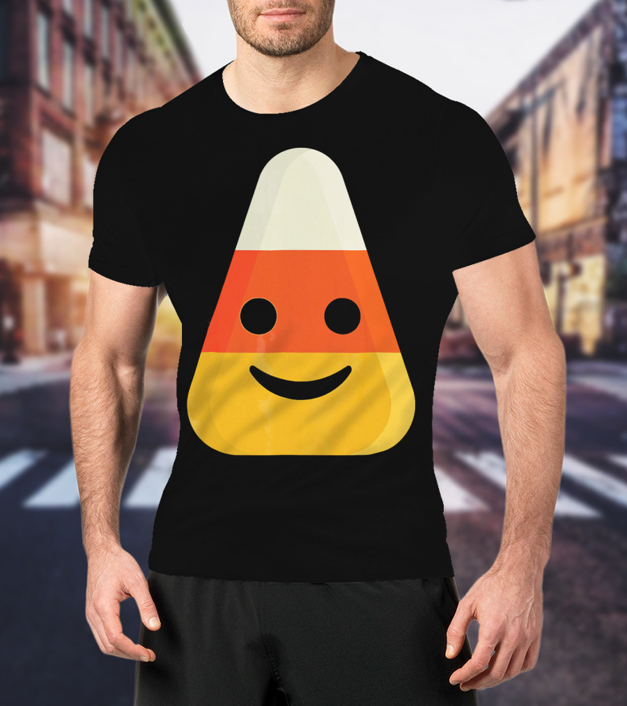 Candy Corn Smiling Emoji Face T-Shirt