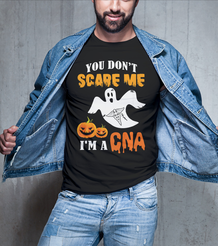 You Don't Scare Me I'm A CNA Halloween Ghost And Pumpkins T-Shirt