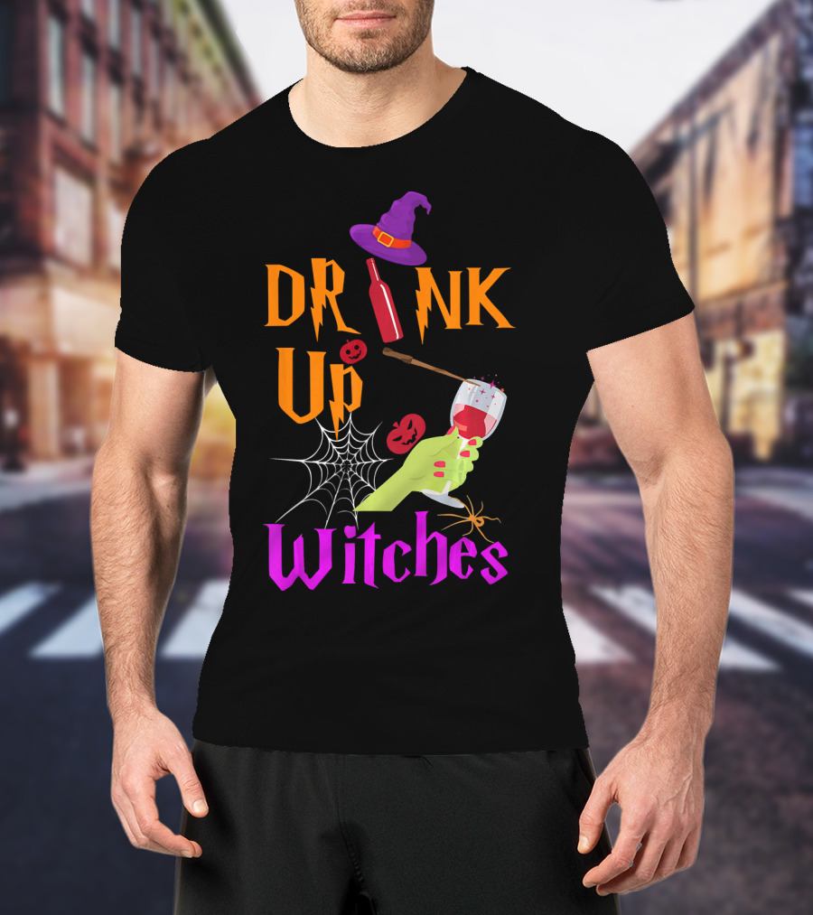 Drink Up Witches Halloween Costume Wine Dark Vibe T-Shirt