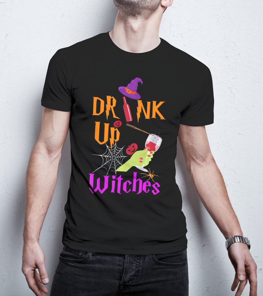 Drink Up Witches Halloween Costume Wine Dark Vibe T-Shirt