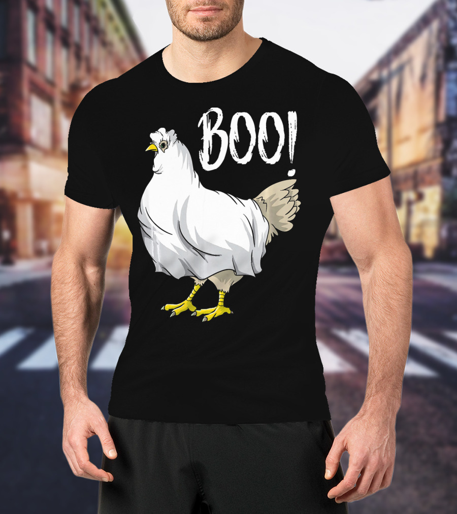 Chicken Ghost Boo Funny Farmer Halloween Chicken T-Shirt