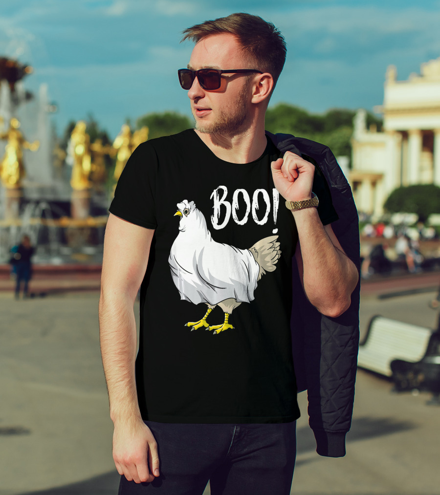 Chicken Ghost Boo Funny Farmer Halloween Chicken T-Shirt