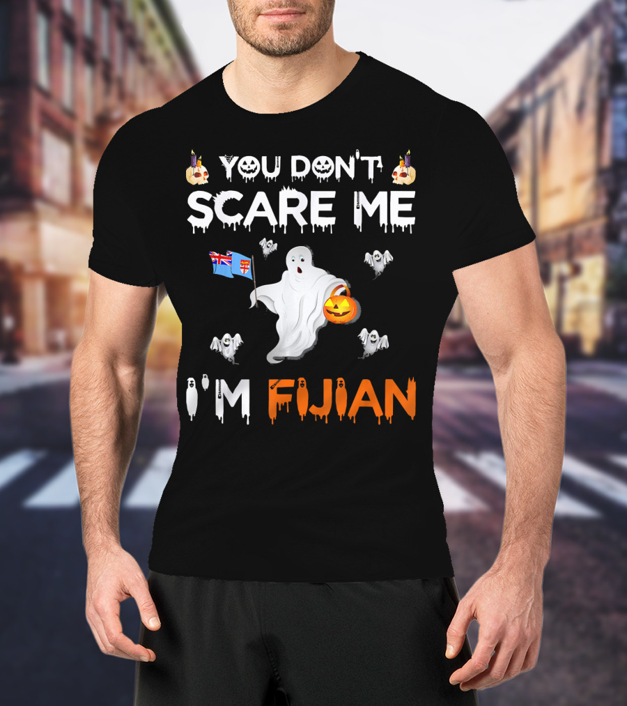 You Don’t Scare Me I’m Fijian Ghost With Fiji Flag And Halloween Pumpkin T-Shirt