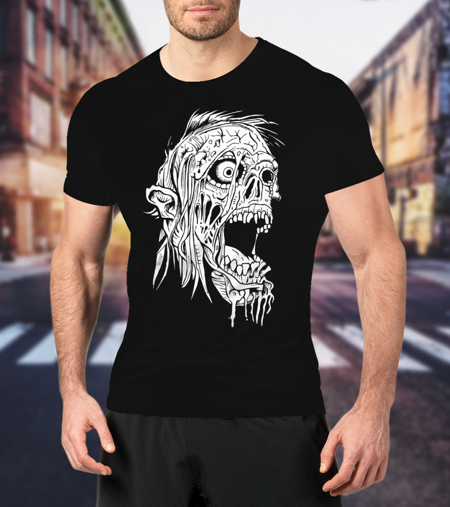 Zombie Halloween Horror Costume Top Creepy Skull T-Shirt