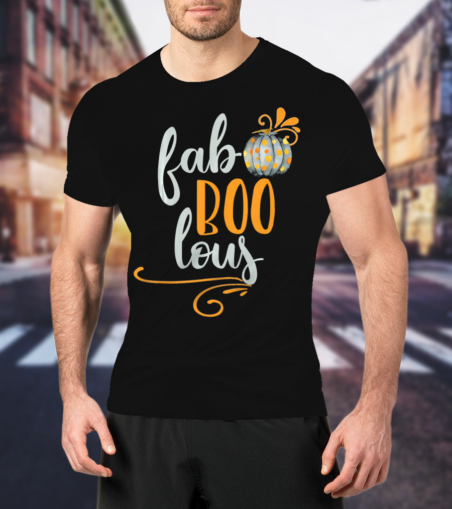 Fab BOO Lous Halloween Gray And Orange Pumpkin T-Shirt