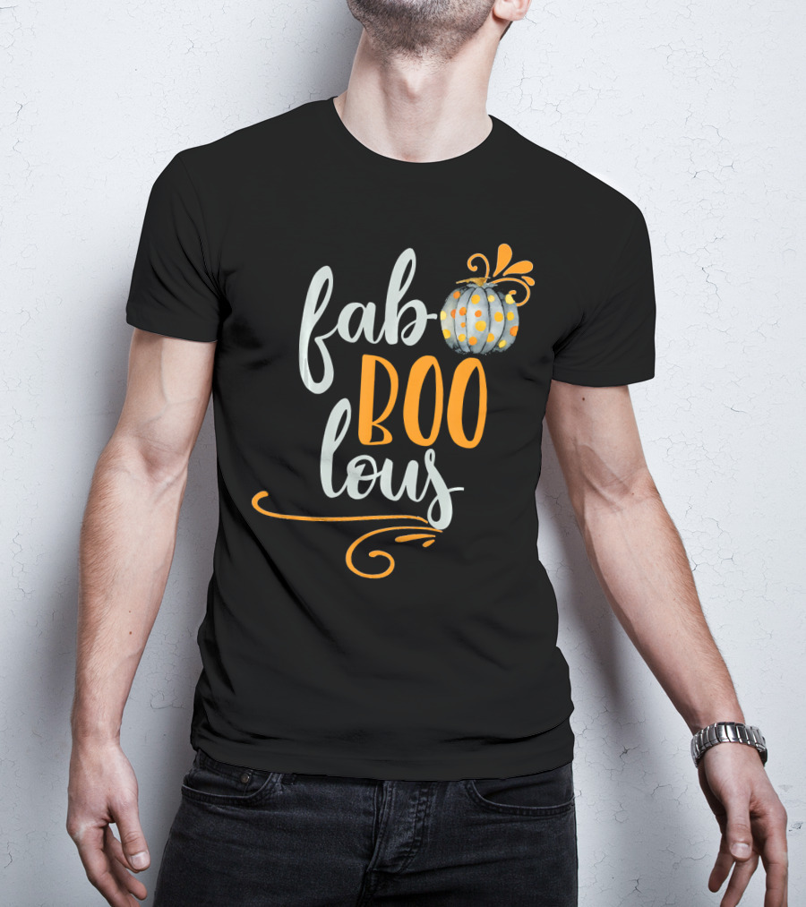 Fab BOO Lous Halloween Gray And Orange Pumpkin T-Shirt