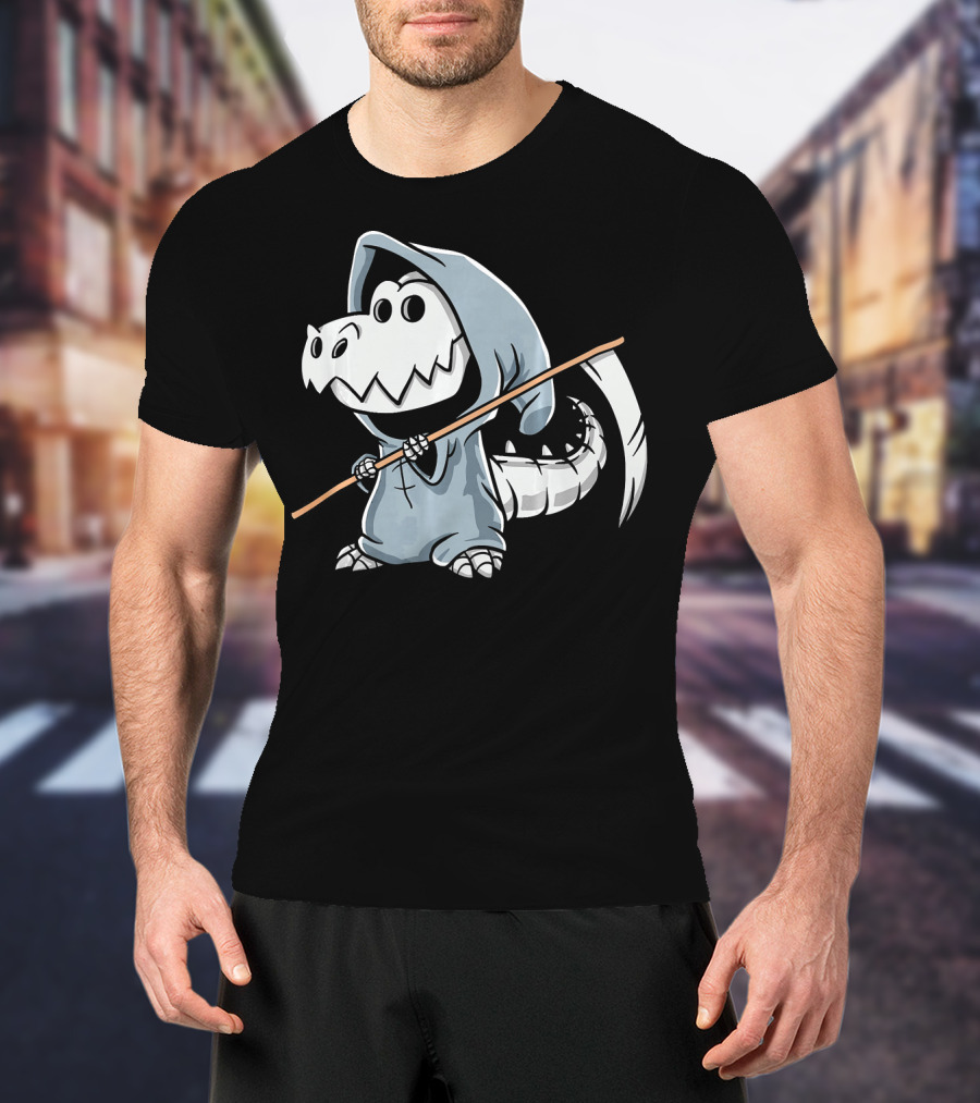 T Rex Skeleton Dino Grim Reaper Dinosaur Hoodie Scythe T-Shirt