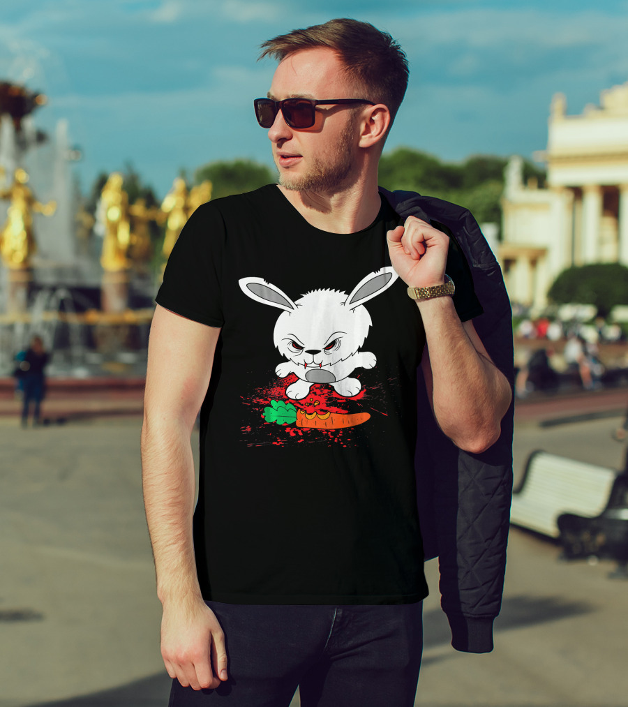 Funny Halloween Scary Zombie Rabbit Bunny With Carrot T-Shirt