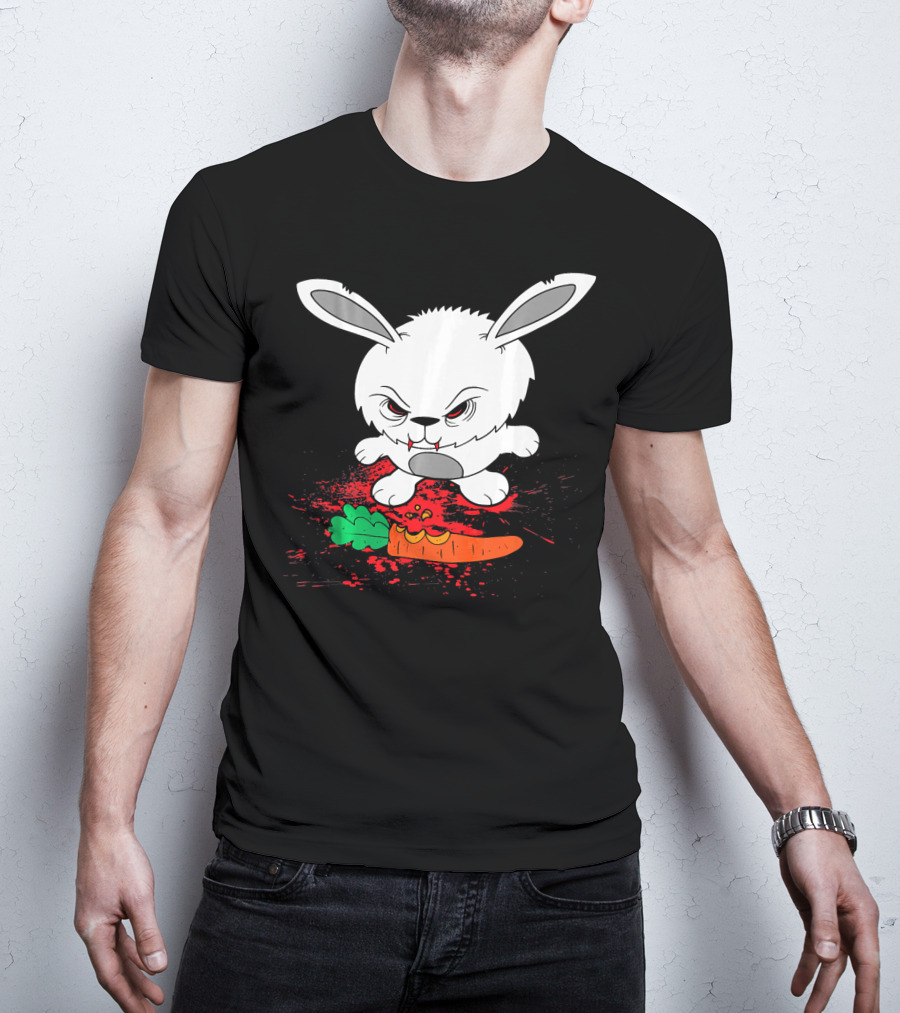 Funny Halloween Scary Zombie Rabbit Bunny With Carrot T-Shirt