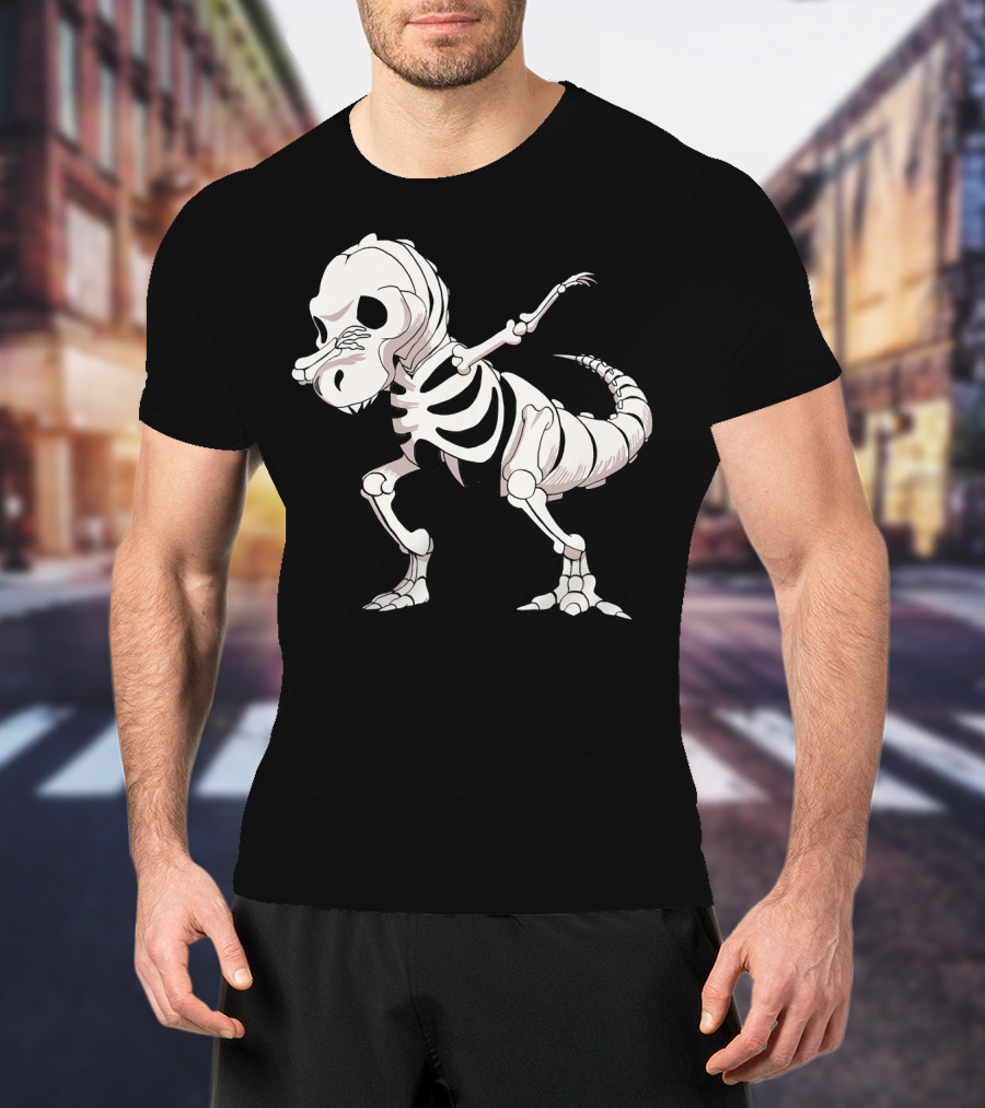 Funny Dabbing Dinosaur Skeleton T-Shirt