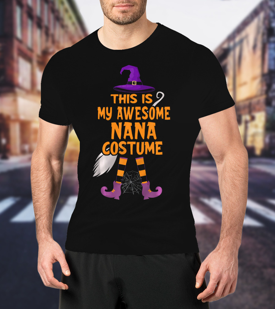 This Is My Awesome Nana Costume Witch Hat Broom Spider Web T-Shirt