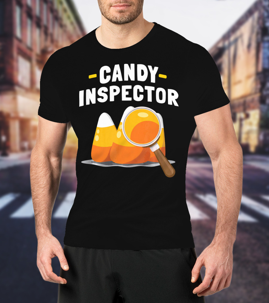 Candy Inspector Halloween Trick Or Treating Candy Corn T-Shirt