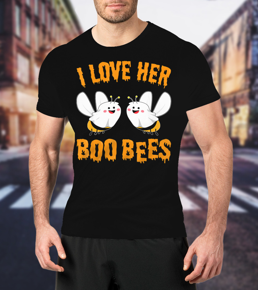 I Love Her Boo Bees Cute Ghost Bees T-Shirt