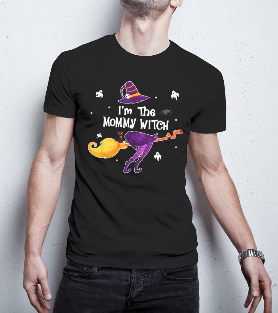 I'm The Mommy Witch With Purple Hat And Ghosts Halloween T-Shirt
