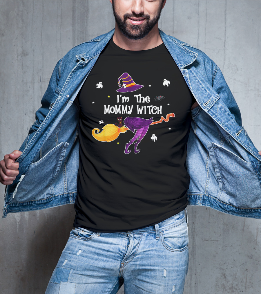 I'm The Mommy Witch With Purple Hat And Ghosts Halloween T-Shirt