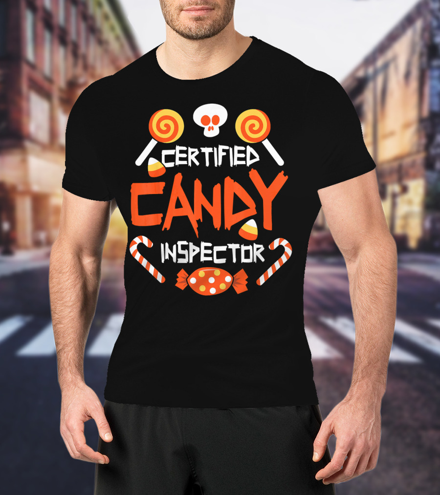 Certified Candy Inspector Halloween Sweets And Skull T-Shirt