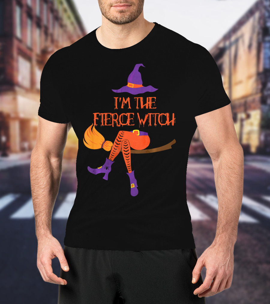 I'm The Fierce Witch With Purple Hat And Broomstick T-Shirt