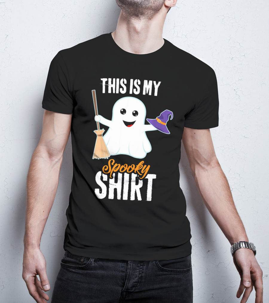 This Is My Spooky Ghost With Witch Hat And Broom T-Shirt